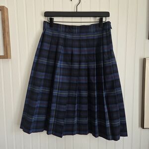 French Toast Blue and Black Pleated Plaid A-Line School Uniform Skirt